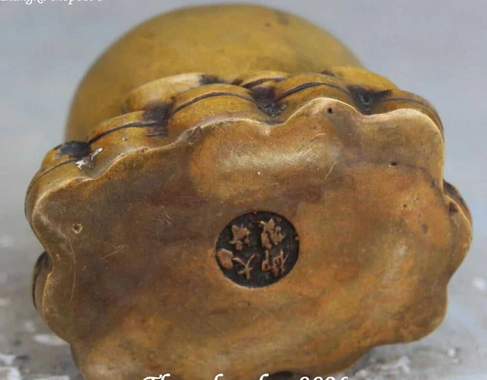 Old China Pure Wealth Money Yuanbao Auspicious Apple Apples Fruit Statue