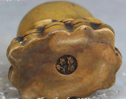 Old China Pure Wealth Money Yuanbao Auspicious Apple Apples Fruit Statue