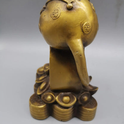 Old Chinese Bronze Brass Wealth Coin, Money Coins, Mouse Statue