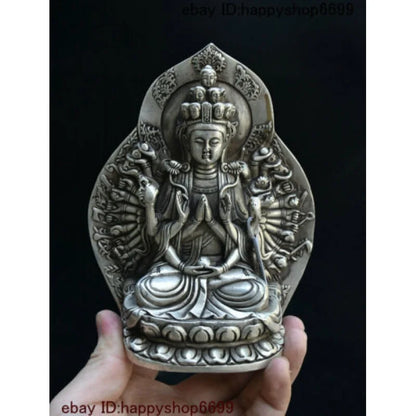Old Chinese Silver 1000 Arms Avalokiteshvara of Goddess Guan Yin Kwan-yin Statue