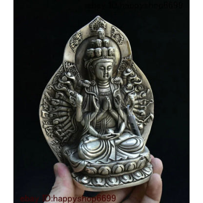 Old Chinese Silver 1000 Arms Avalokiteshvara of Goddess Guan Yin Kwan-yin Statue