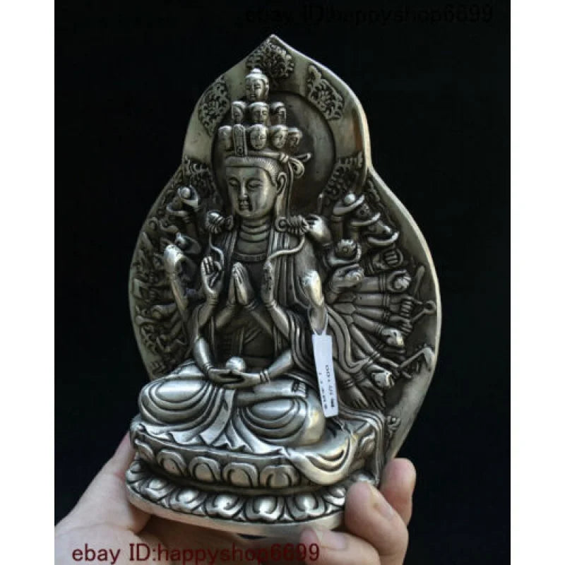 Old Chinese Silver 1000 Arms Avalokiteshvara of Goddess Guan Yin Kwan-yin Statue