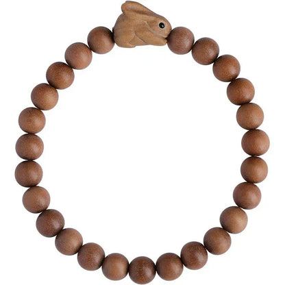 Old Mountain Sandalwood Rabbit  Multi Treasure Beads Hand String Men's Dish Play Beads Car Hanging Ornaments Wooden Hand String