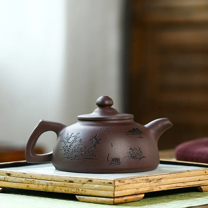 Old Purple Clay Handmade Teapot, Zisha Teapot, Yixing Handmade Pot, Kung-Fu Teaware, Purple Clay Drinkware for Puer Green and Bl