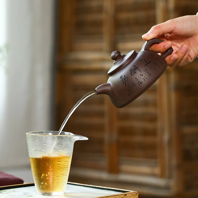 Old Purple Clay Handmade Teapot, Zisha Teapot, Yixing Handmade Pot, Kung-Fu Teaware, Purple Clay Drinkware for Puer Green and Bl
