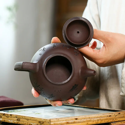 Old Purple Clay Handmade Teapot, Zisha Teapot, Yixing Handmade Pot, Kung-Fu Teaware, Purple Clay Drinkware for Puer Green and Bl