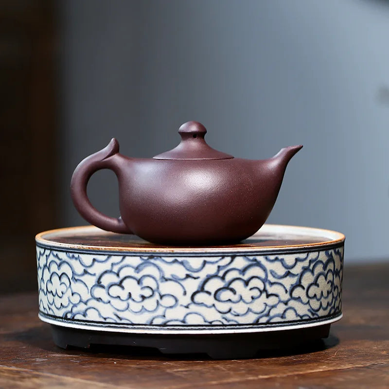 Old Purple Clay Small Crescent Pot, Zisha Teapot, Yixing Handmade Pot, Kung-Fu Teaware, Purple Clay Drinkware for Puer Green and
