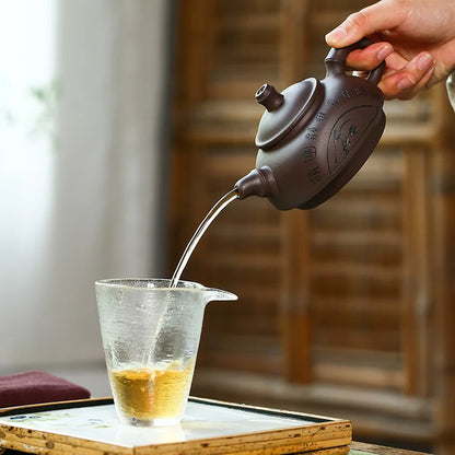 Old Purple Clay Zisha Teapot, Handmade Kung-Fu Teaware, Purple Clay Drinkware for Puer Green and Black, Unvoiced