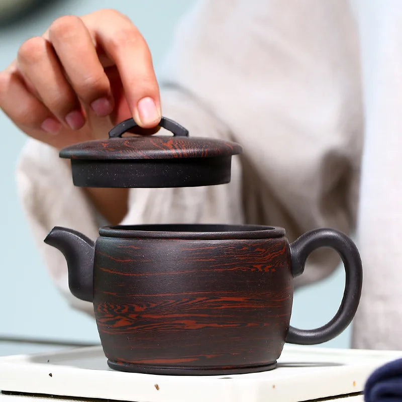 Old Purple Mud Twisted Clay Teapot, Zisha Teapot, Yixing Handmade Pot, Kung-Fu Teaware, Purple Clay Drinkware for Puer