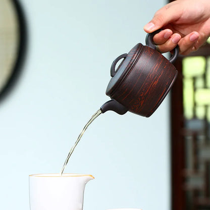 Old Purple Mud Twisted Clay Teapot, Zisha Teapot, Yixing Handmade Pot, Kung-Fu Teaware, Purple Clay Drinkware for Puer