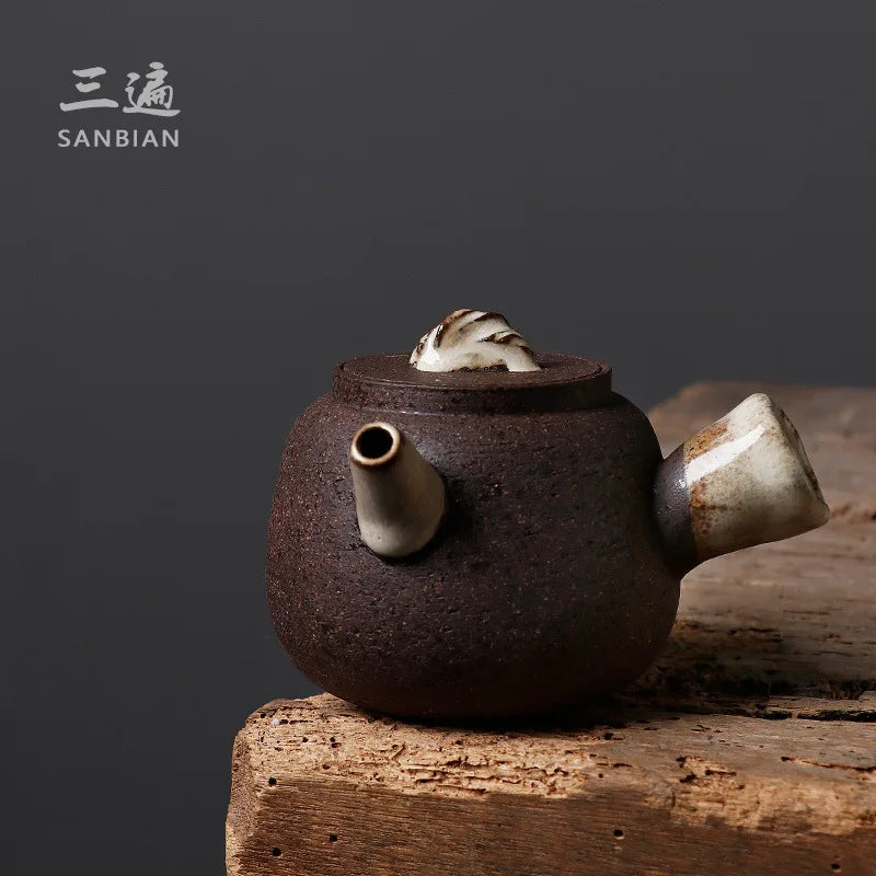 Old Rock Clay Urgent Need Pot Firewood Burning Stoneware Side Handle Pot Unglazed Japanese Kung Fu Single Teapot