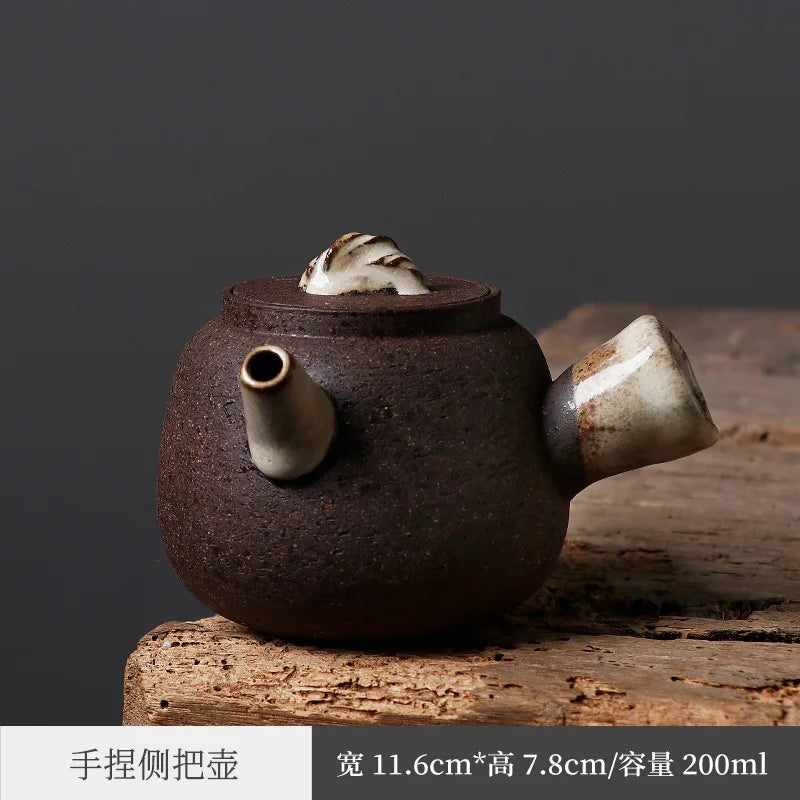 Old Rock Clay Urgent Need Pot Firewood Burning Stoneware Side Handle Pot Unglazed Japanese Kung Fu Single Teapot