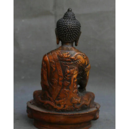 Old Temple Gilded Bronze Sakyamuni Amitabha Dragon Statue
