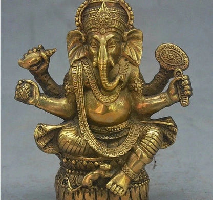 Old Tibet Buddhism Bronze Ganapati Ganesh Lord Ganesha Elephant Buddha Statue