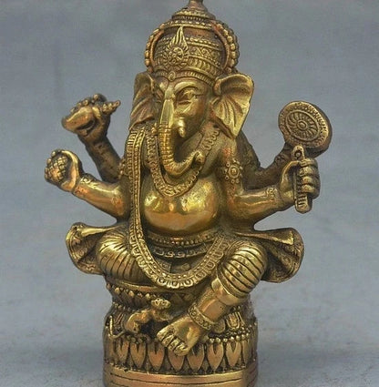Old Tibet Buddhism Bronze Ganapati Ganesh Lord Ganesha Elephant Buddha Statue