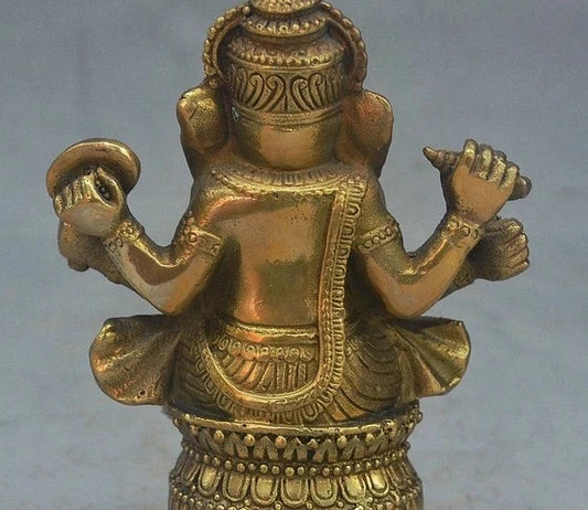 Old Tibet Buddhism Bronze Ganapati Ganesh Lord Ganesha Elephant Buddha Statue
