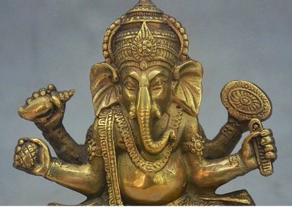 Old Tibet Buddhism Bronze Ganapati Ganesh Lord Ganesha Elephant Buddha Statue