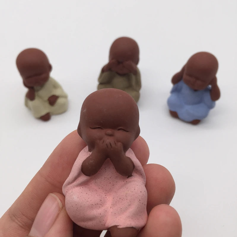 On BIG SALES 4pcs/lot mini tea pet little monk lovely home decoration desk deco pet zisha purple clay small tea play promotions