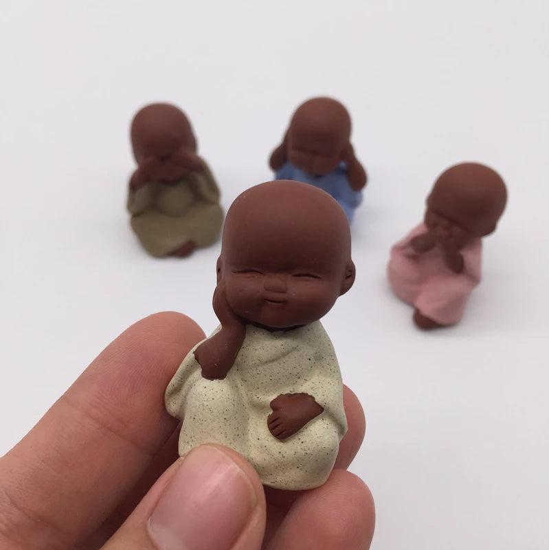 On BIG SALES 4pcs/lot mini tea pet little monk lovely home decoration desk deco pet zisha purple clay small tea play promotions