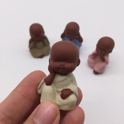 On BIG SALES 4pcs/lot mini tea pet little monk lovely home decoration desk deco pet zisha purple clay small tea play promotions