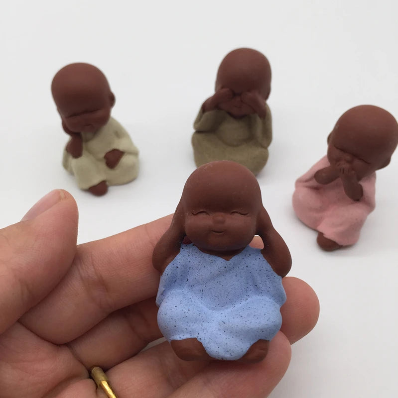On BIG SALES 4pcs/lot mini tea pet little monk lovely home decoration desk deco pet zisha purple clay small tea play promotions