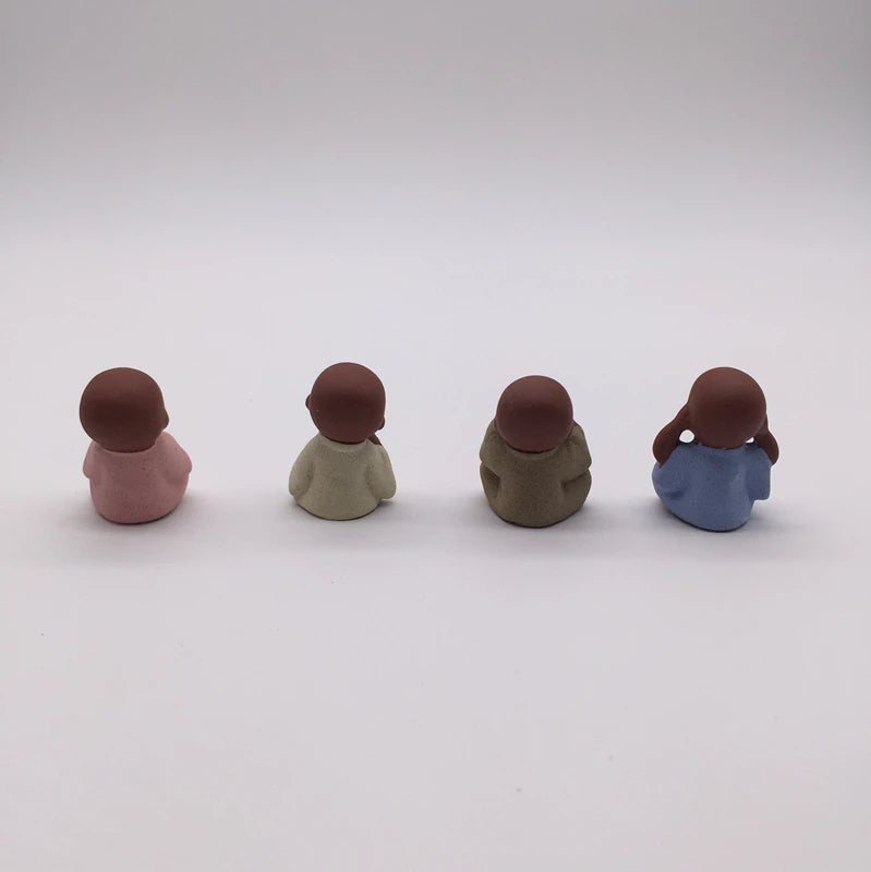 On BIG SALES 4pcs/lot mini tea pet little monk lovely home decoration desk deco pet zisha purple clay small tea play promotions
