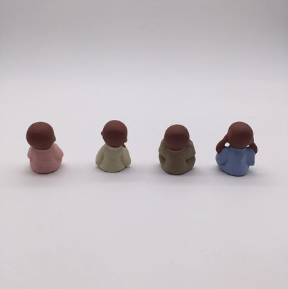 On BIG SALES 4pcs/lot mini tea pet little monk lovely home decoration desk deco pet zisha purple clay small tea play promotions