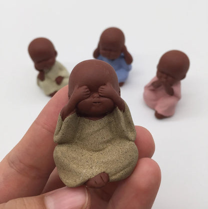 On BIG SALES 4pcs/lot mini tea pet little monk lovely home decoration desk deco pet zisha purple clay small tea play promotions