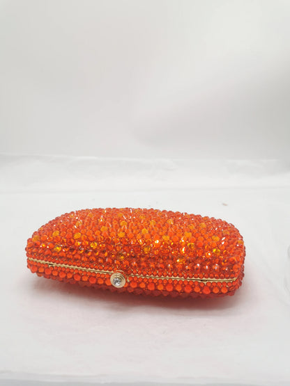 Orange Diamond Bling Diamond Women Evening Clutches Bags Formal Dinner Bridal Crystal Clutch Purses Wedding Party Lady Handbags
