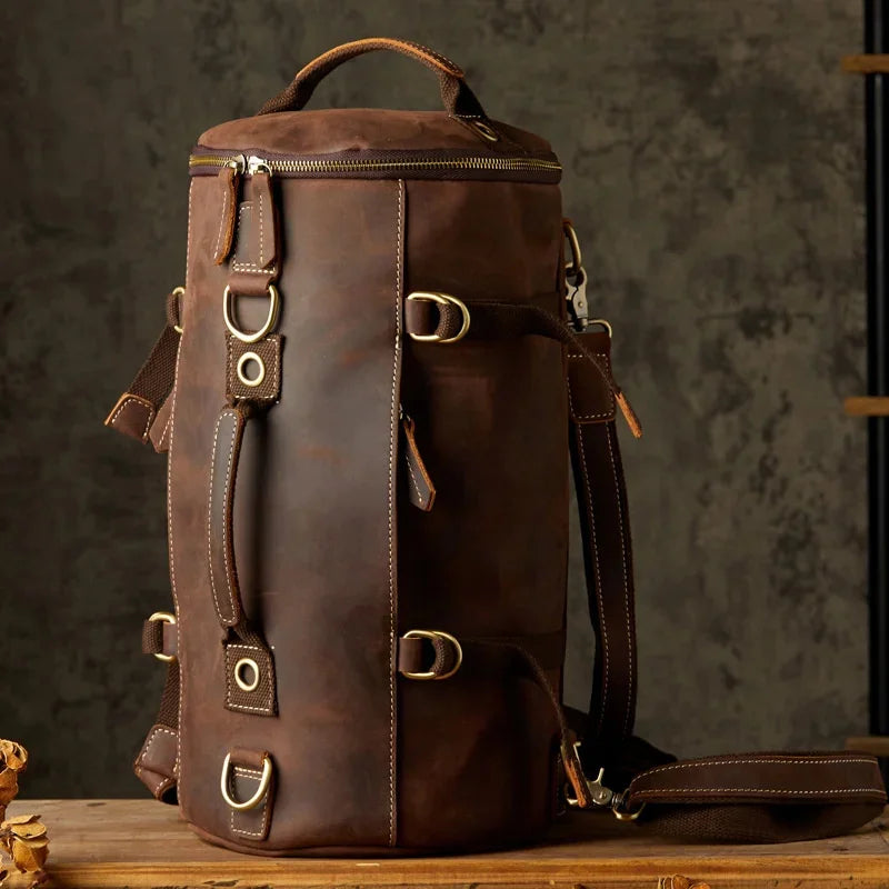 Original Handmade Soft Bag Men Male Bagpack Daypack of Genuine Leather Travel Bags Motorcycle Backpack