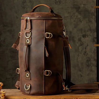 Original Handmade Soft Bag Men Male Bagpack Daypack of Genuine Leather Travel Bags Motorcycle Backpack