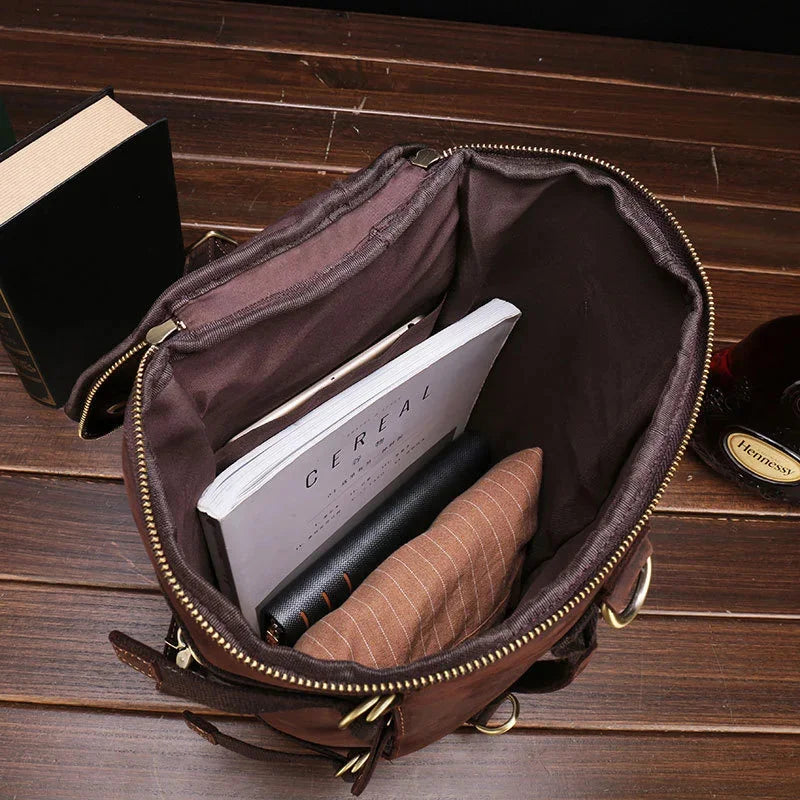 Original Handmade Soft Bag Men Male Bagpack Daypack of Genuine Leather Travel Bags Motorcycle Backpack