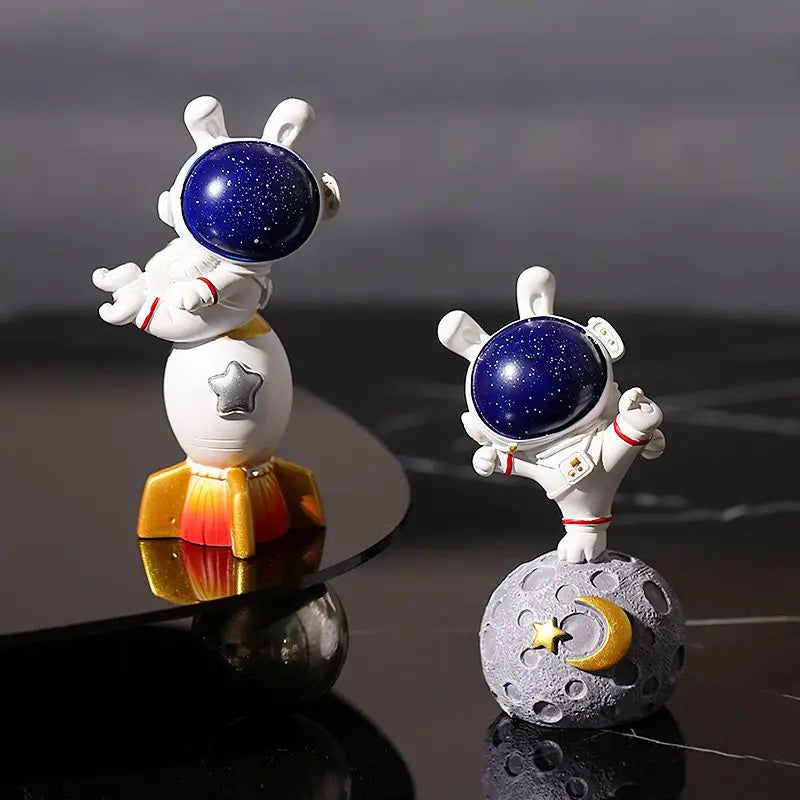 Originality Rabbit's Ears Space Astronaut Car Ornaments Bonsai Decoration Desktop Creative Trinket Home Accessories Figurines