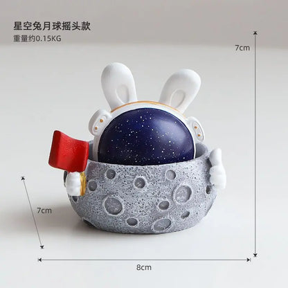 Originality Rabbit's Ears Space Astronaut Car Ornaments Bonsai Decoration Desktop Creative Trinket Home Accessories Figurines