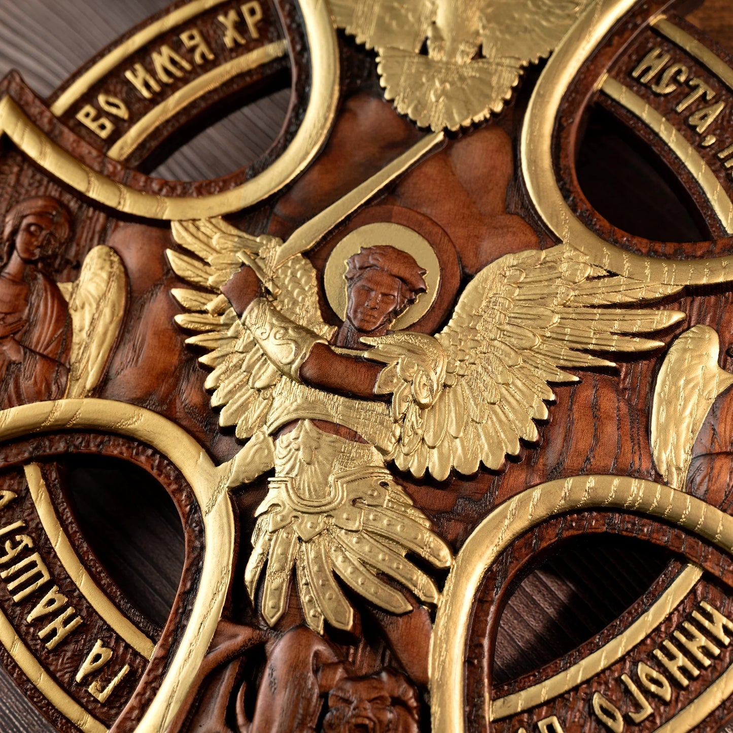 Orthodox Archangel Cross Christian Home Wall Decoration Wood Sculpture Tabletop Decoration St. Michael's Church Decoration