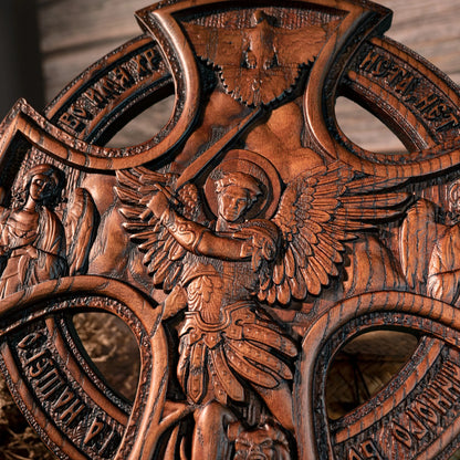 Orthodox Archangel Cross Christian Home Wall Decoration Wood Sculpture Tabletop Decoration St. Michael's Church Decoration