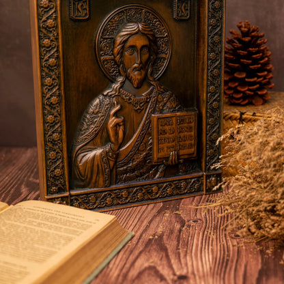Orthodox Jesus statue wood carving plaque Catholic religious figures church wall hanging ornaments Christian Jesus statue