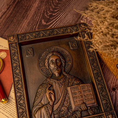 Orthodox Jesus statue wood carving plaque Catholic religious figures church wall hanging ornaments Christian Jesus statue