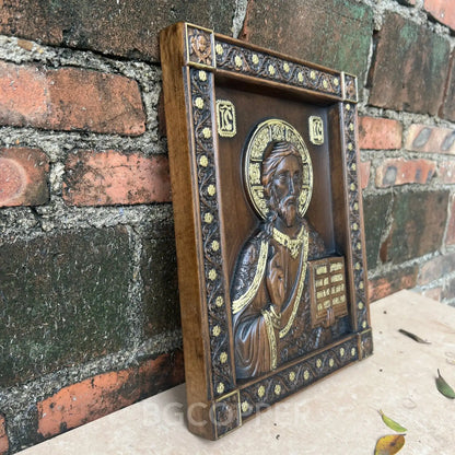 Orthodox jesus icon wood carving plaque catholic home church wall hanging christian christmas decoration gift jesus statue