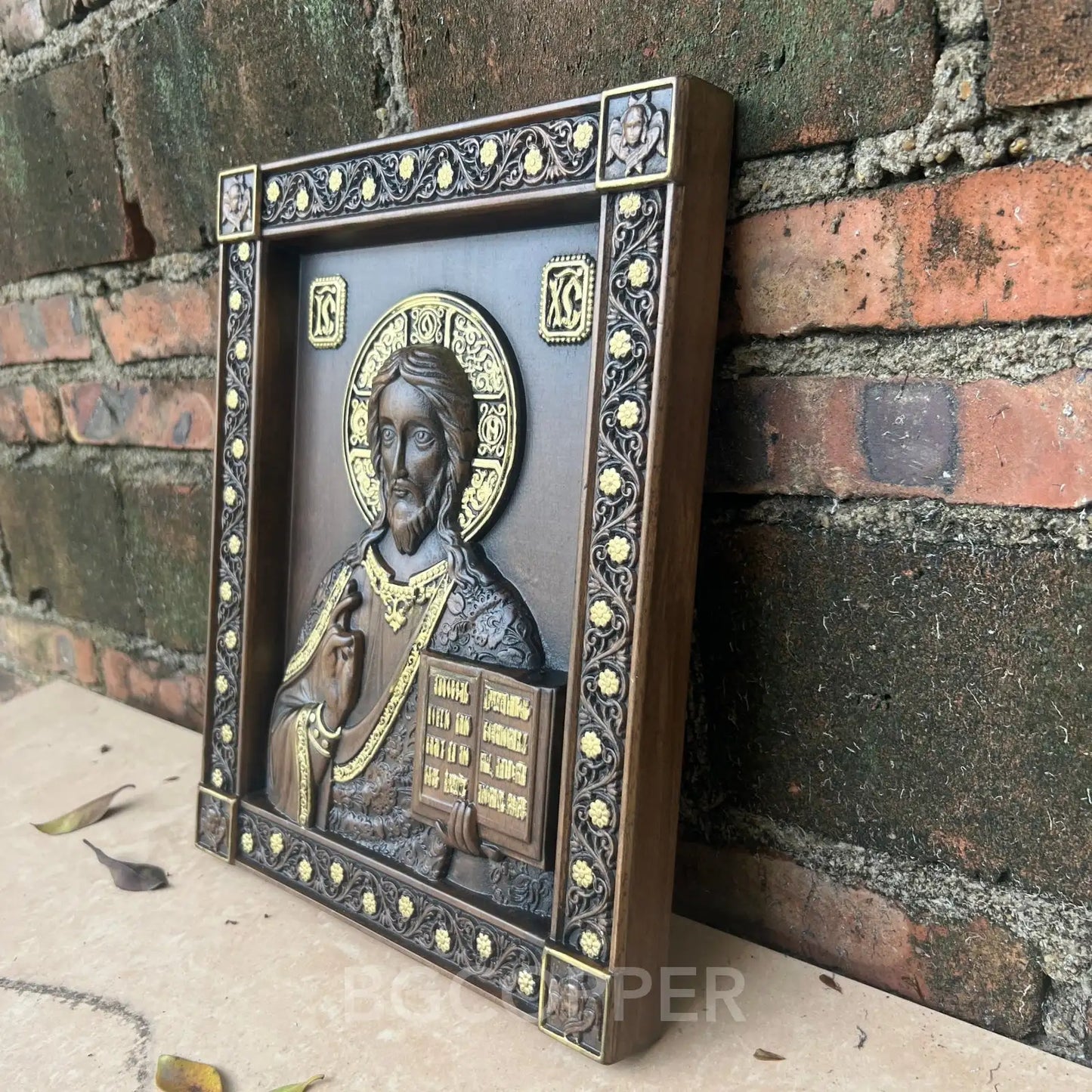 Orthodox jesus icon wood carving plaque catholic home church wall hanging christian christmas decoration gift jesus statue