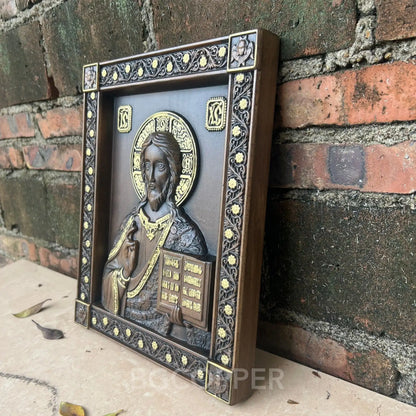 Orthodox jesus icon wood carving plaque catholic home church wall hanging christian christmas decoration gift jesus statue