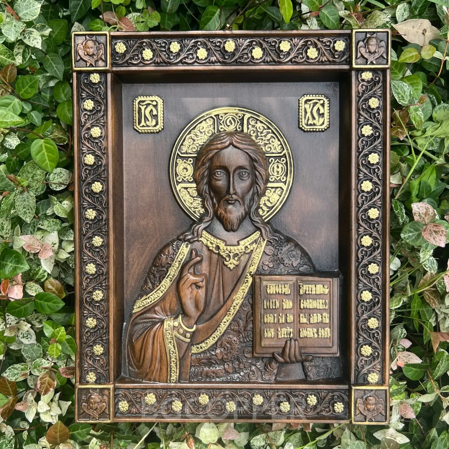 Orthodox jesus icon wood carving plaque catholic home church wall hanging christian christmas decoration gift jesus statue