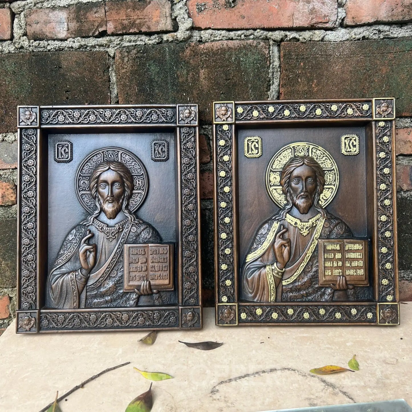 Orthodox jesus icon wood carving plaque catholic home church wall hanging christian christmas decoration gift jesus statue