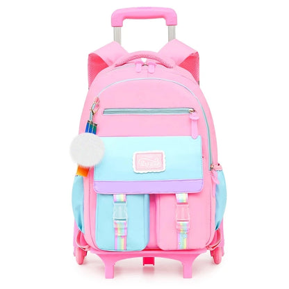 Orthopedic School Bag Child With Wheels Waterproof Primary Student Backpack Travel Bagpack For Teenage Girls Trolley Schoolbags
