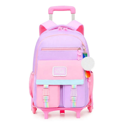 Orthopedic School Bag Child With Wheels Waterproof Primary Student Backpack Travel Bagpack For Teenage Girls Trolley Schoolbags