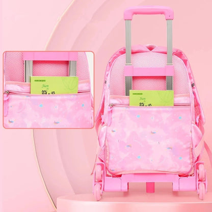 Orthopedic School Bag Child With Wheels Waterproof Primary Student Backpack Travel Bagpack For Teenage Girls Trolley Schoolbags