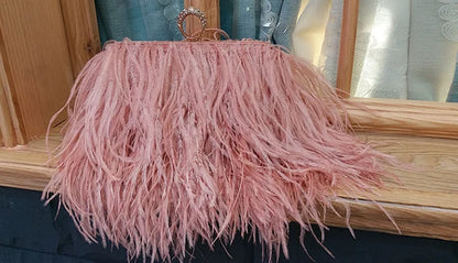 Ostrich Feather Luxury Party Evening Clutch Bag Women Wedding Purses and Handbags Small Shoulder Chain Bag Designer Bag