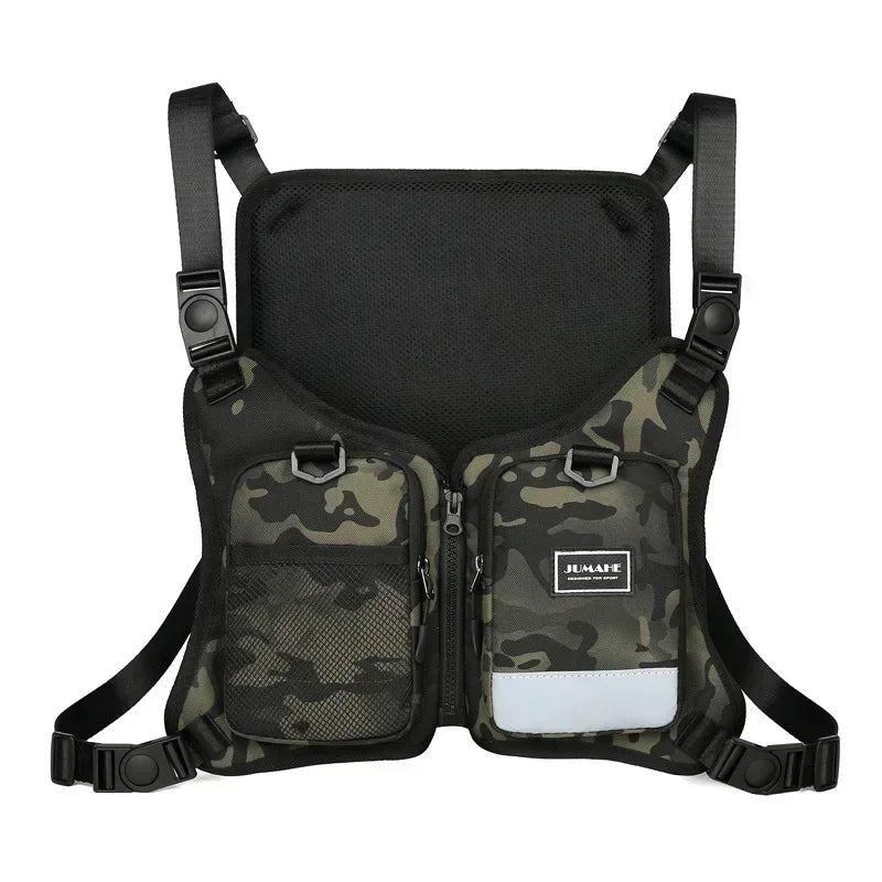 Outdoor Reflective Tactical Bag Men Hip Top Military Vest Hop Vest Protective Sports Cycling Fishing Vest Fitness Chest Function