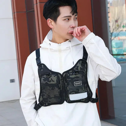 Outdoor Reflective Tactical Bag Men Hip Top Military Vest Hop Vest Protective Sports Cycling Fishing Vest Fitness Chest Function