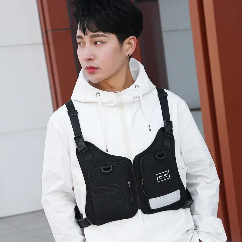Outdoor Reflective Tactical Bag Men Hip Top Military Vest Hop Vest Protective Sports Cycling Fishing Vest Fitness Chest Function